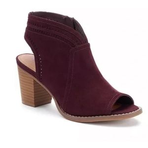 🆕Sonoma Goods For Life® Thelma Burgundy Peep Toe Ankle Booties Womens 9.5M